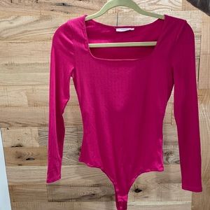 Knit hot pink bodysuit